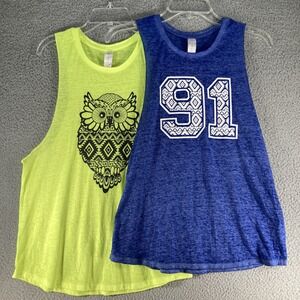 NOBO Juniors T-Shirt Size  Medium  Lot of 2 Yellow Blue Owl/91 ‎ Sleeveless NEW